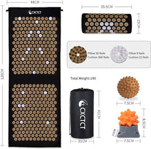 Load image into Gallery viewer, Extra Long Yoga Acupressure Mat Set,Massage Acupuncture Mat Large,Magnetic Mat Acupressure Body mat and Pillow for Neck Back Pain Relief(Gold)